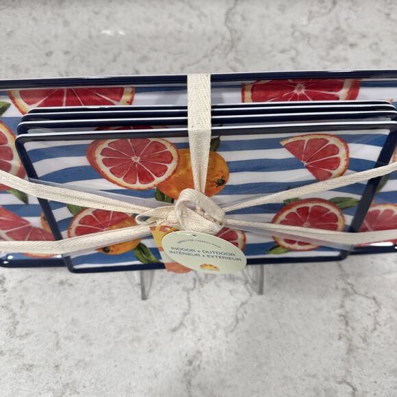 5pc Set GRAPEFRUIT Plates & Platter / Tray C&C California Melamine Citrus NEW - Picture 2 of 4